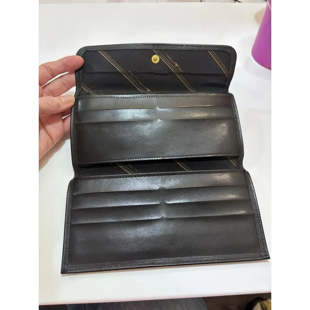 Rolf’s Dark Brown Butter Soft Cowhide Leather Checkbook Cover Wallet 10 slots